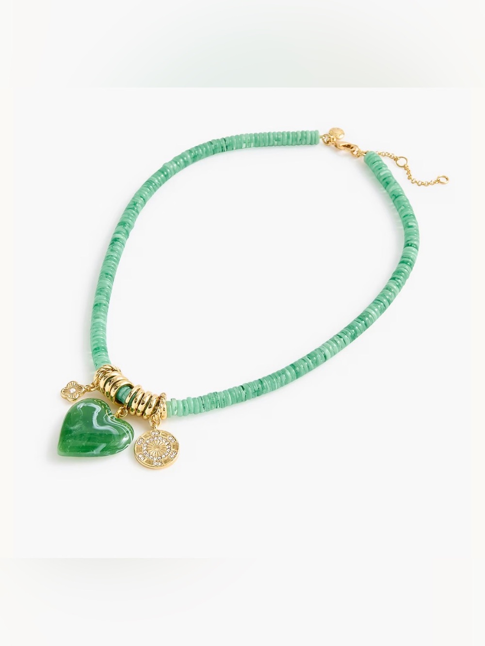 J.Crew Beaded Heart Charm Necklace NWT